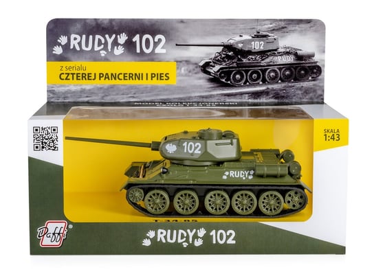 MODEL Czołg T-34-85 RUDY 102 KOLEKCJONERSKI 1:43 DAFFI CZTEREJ PANCERNI Daffi