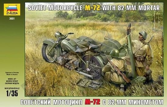 Model do sklejania Soviet Motorcycle M-72 with 82 mm Mortar ZVEZDA