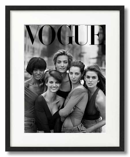 Modelki Okładka Vogue,  Czarno-Biały Plakat W Ramie DEKORAMA