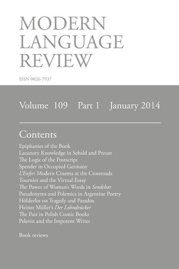 Modern Language Review (109 Modern Humanities Research