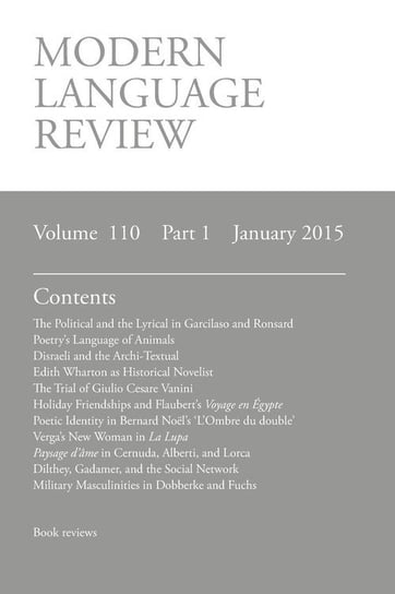 Modern Language Review (110 Modern Humanities Research