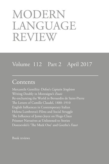 Modern Language Review (112 Modern Humanities Research
