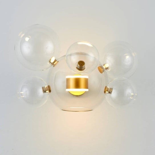 Modernistyczna LAMPA ścienna BUBBLES KKST-0801W-5+1 GOLD kinkiet OPRAWA szklana LED 8W 3000K kule przezroczyste złote Step Into Design