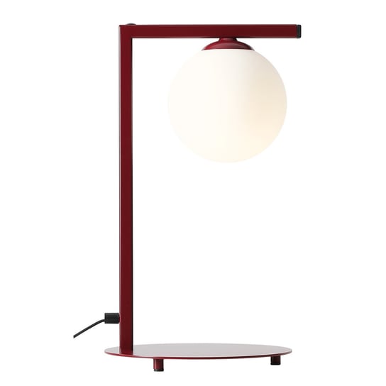 Modernistyczna lampa stołowa Zac szklana kula ball czerwona biała Aldex