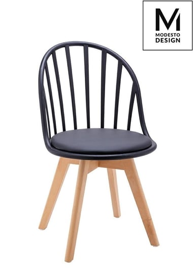 MODESTO krzesło ALBERT czarne - polipropylen, ekoskóra, drewno bukowe Modesto Design