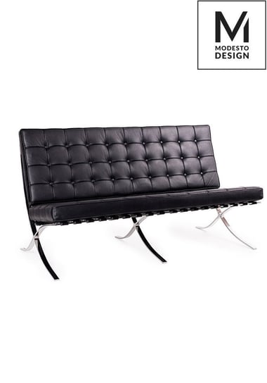 MODESTO sofa BARCELON czarna - ekoskóra, stal polerowana Modesto Design