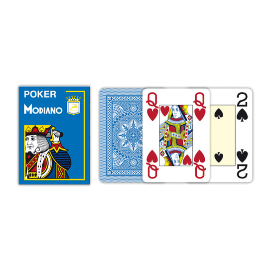 Modiano, karty 4 Jumbo Index Poker Plastic, niebieskie Modiano