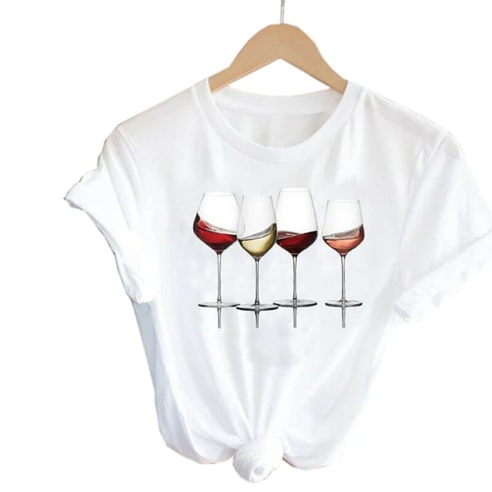 Modna bawełniana koszulka 3D, t-shirt wino L Inny producent