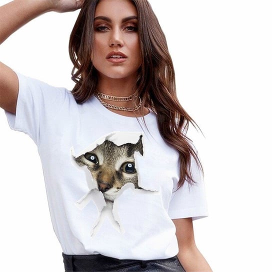 Modna koszulka damska 3D t-shirt z kociakiem S Inny producent