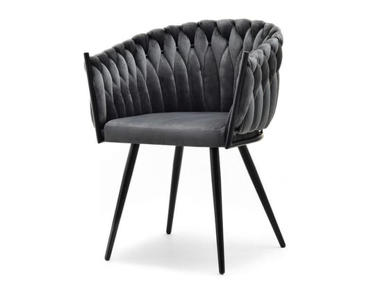 Modne Krzesło Fotel Z Przeplataniem Typu Warkocz Rosa Grafit Czarny MEBEL-PARTNER