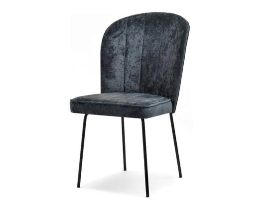 Modne Krzesło Z Przeszywanym Oparciem Olta Grafitowy Welur - Czarny MEBEL-PARTNER