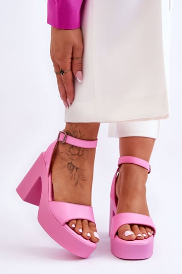 Modne Sandały Na Masywnym Obcasie Różowe Karmine-37 Inna marka