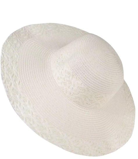 Modny duży pleciony damski kapelusz szerokie rondo Agrafka