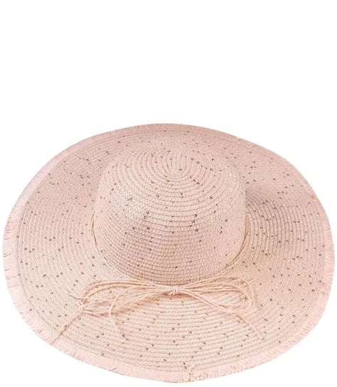 Modny duży pleciony damski kapelusz z cekinami Agrafka