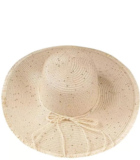 Modny duży pleciony damski kapelusz z cekinami Agrafka