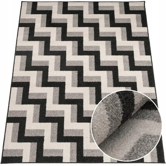 Modny dywan miękki wzór Romby, Szaro-czarny, 160x235 cm MD
