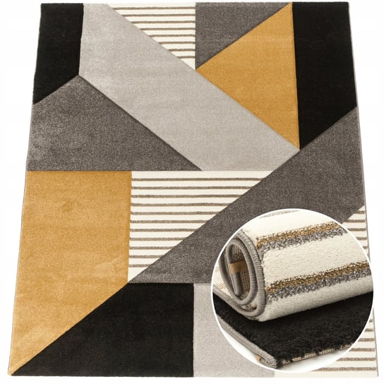 Modny dywan z włosiem wzór Geometria, 160x220 cm MD