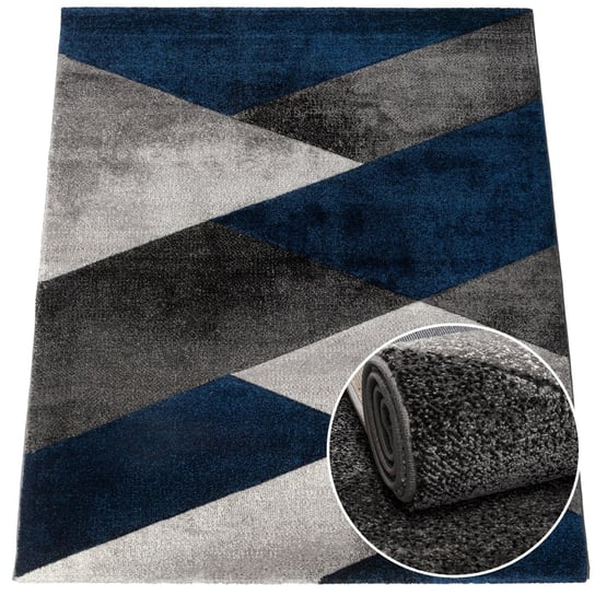 Modny dywan z włosiem wzór Wycinany, Granatowy, 160x220 cm MD