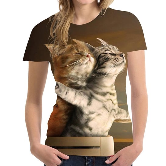 Modny T-shirt koszulka damska z nadrukiem 3D w koty M Inny producent