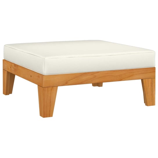 Moduł podnóżka, kremowa poduszka, drewno akacjowe vidaXL