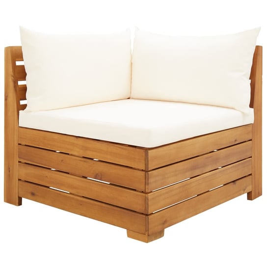 Moduł sofy narożnej, 1 szt., z poduszkami, lite drewno akacjowe vidaXL