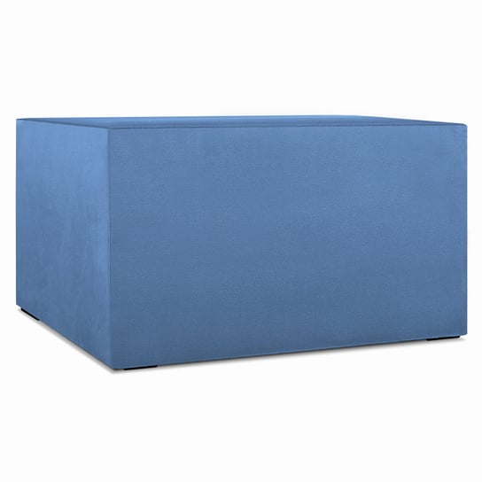 Moduł: tapicerowana pufa LEON w kolorze niebieskim z metalowymi łącznikami – segment do zestawu mebli modułowych POSTERGALERIA