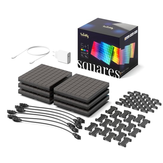 Modułowe Panele Led Twinkly Squares Combo Pack 6 (1 Master + 5 Rozszerzeń) RGB LED Twinkly
