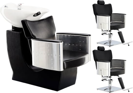Modus Zestaw myjnia fryzjerska i 2 x fotel fryzjerski hydrauliczny obrotowy podnóżek do salonu fryzjerskiego myjka ruchoma misa ceramiczna armatura bateria słuchawka ENZO