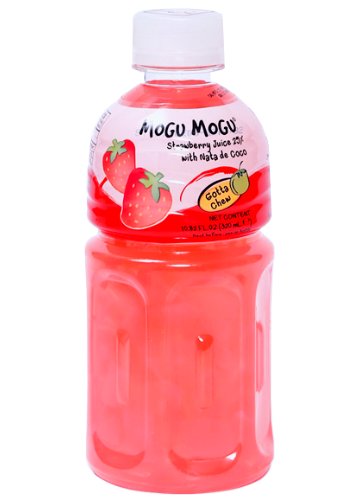 Mogu Mogu, napój o smaku truskawkowym z dodatkiem galaretki Nata de Coco, 320ml Sappe
