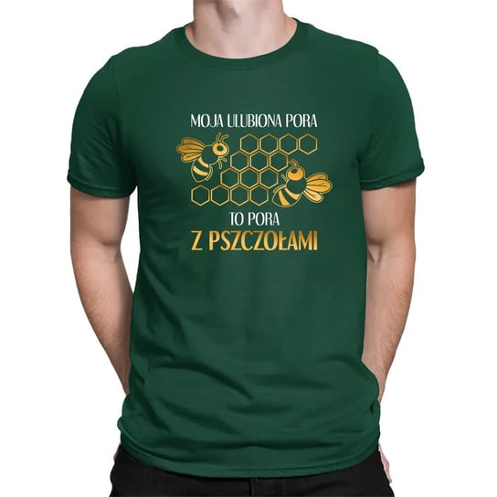 Moja ulubiona pora to pora z pszczołami - męska koszulka na prezent Zielona Koszulkowy