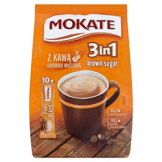 Mokate 3in1 Brown Sugar Rozpuszczalny napój kawowy w proszku 170 g (10 x 17 g) Mokate