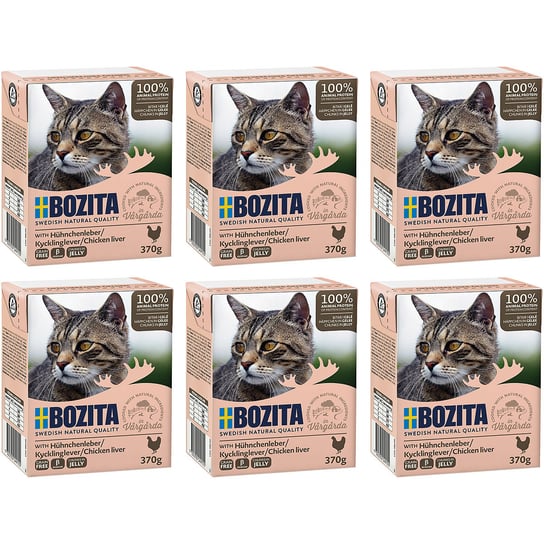 Mokra karma dla kota Bozita kawałki w galaretce z wątróbką drobiową 6 x 370 g Bozita