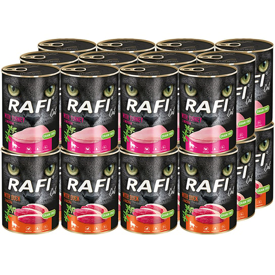 Mokra karma dla kota RAFI z mix smaków kaczka indyk puszki 24 x 400 g Rafi