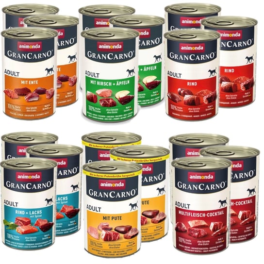 Mokra karma dla psa Animonda GranCarno MIX 6 SMAKÓW zestaw 18x400g Animonda