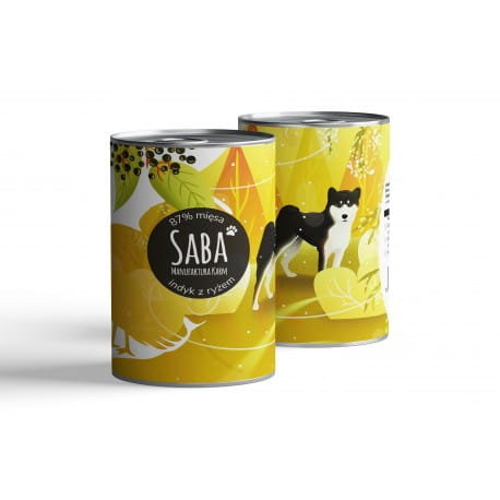 Mokra karma dla psa -  indyk i kurczak z ryżem SABA 410g SABA
