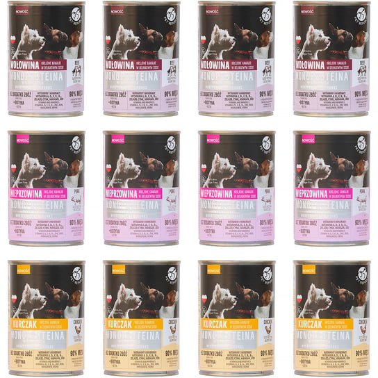 Mokra karma dla psa monoproteinowa mix smaków PetRepublic 12 x 400 g Pet Republic