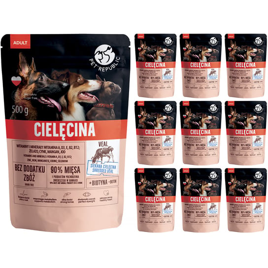 Mokra karma dla psa PetRepublic z drobno siekaną cielęciną w sosie saszetki 10 x 500 g Pet Republic