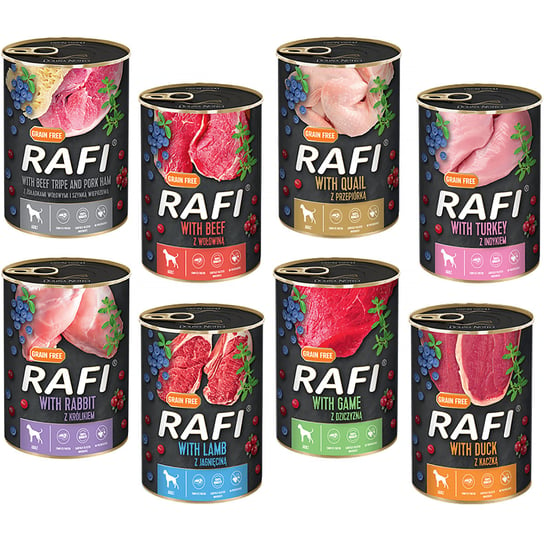 Mokra karma dla psa RAFI mix 8 smaków 48 x 400 g Rafi