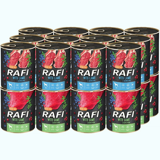 Mokra karma dla psa RAFI mix dziczyzna jagnięcina 24 x 800 g Rafi