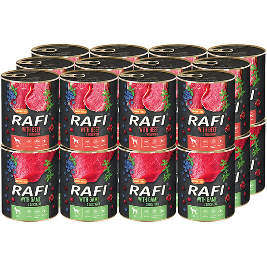 Mokra karma dla psa RAFI mix dziczyzna wołowina 24 x 800 g Rafi