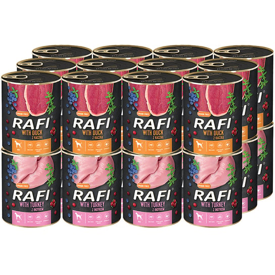 Mokra karma dla psa RAFI mix indyk kaczka 24 x 800 g Rafi