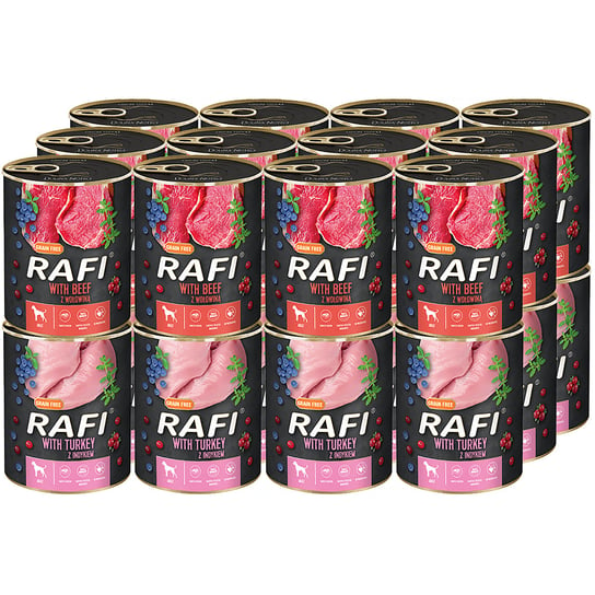 Mokra karma dla psa RAFI mix indyk wołowina 24 x 800 g Rafi