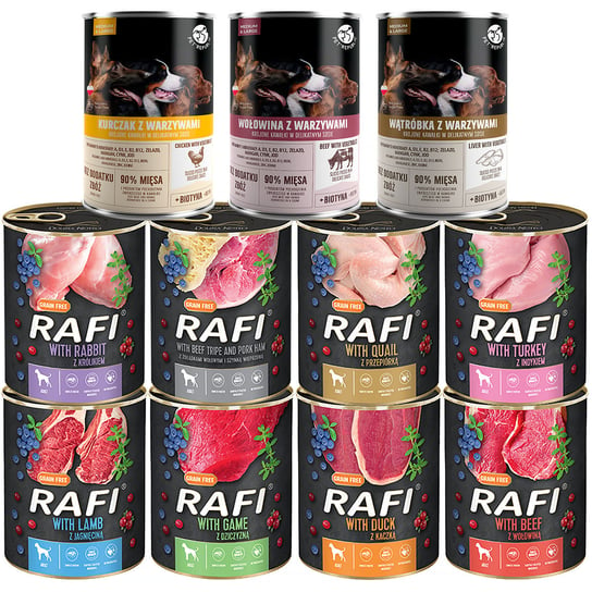 Mokra karma dla psa RAFI PetRepublic mix smaków zestaw w puszkach 11 x 800 g Rafi
