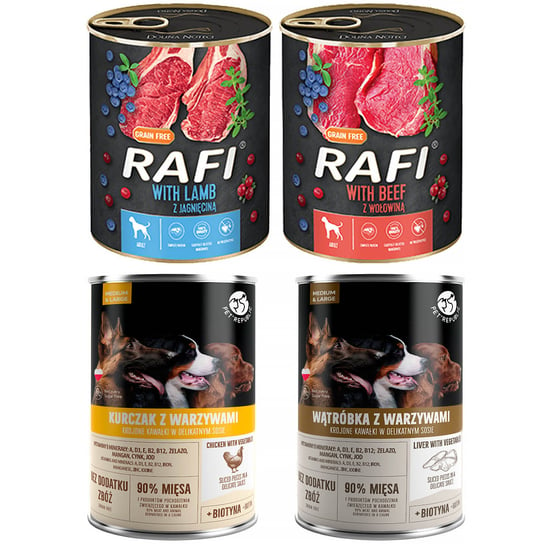 Mokra karma dla psa RAFI PetRepublic mix smaków zestaw w puszkach 28 x 800 g Rafi