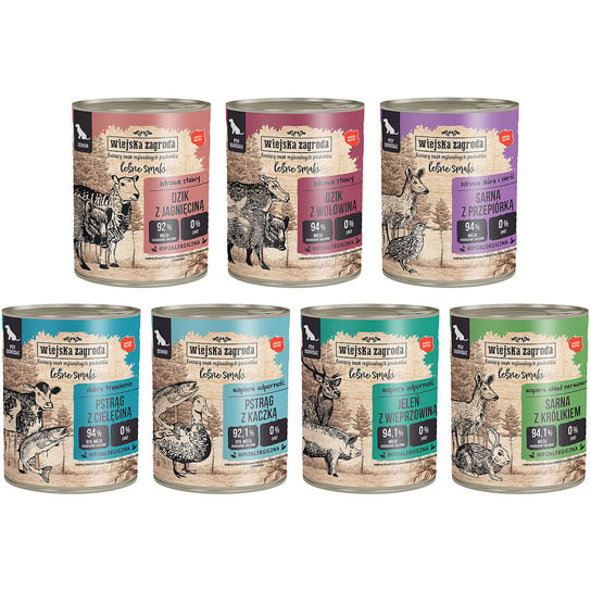 Mokra karma dla psa Wiejska Zagroda Leśne smaki mix smaków zestaw 7 x 800 g Wiejska Zagroda