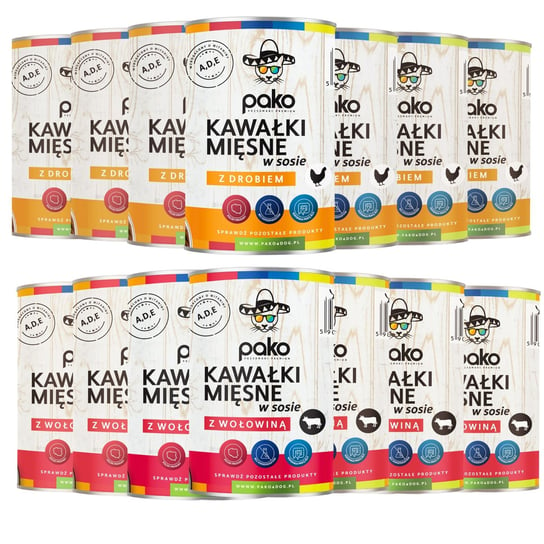 Mokra karma Kota PAKO mix smaków 400 x 20 ( 10 x drób 10 x Wołowina) PAKO
