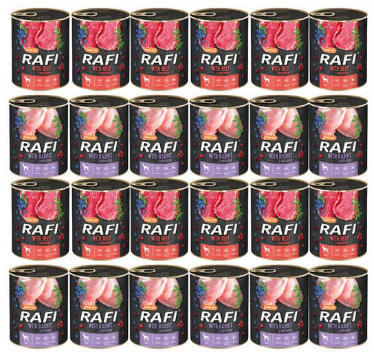 Mokra karma Rafi mix smaków w zestawie 24 szt. 0,8 kg Rafi