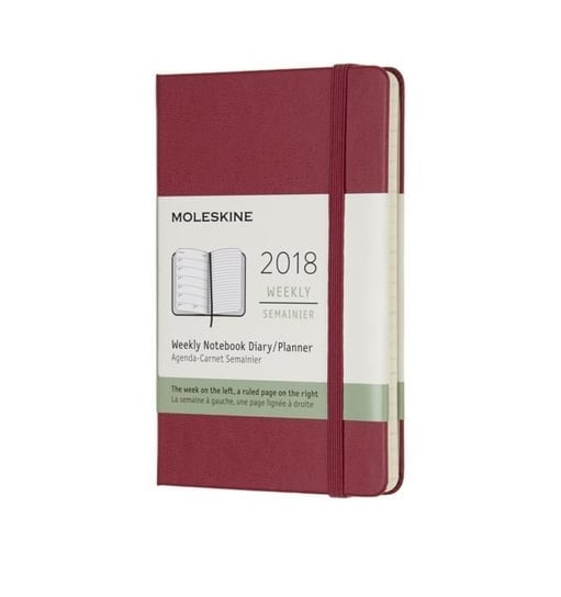Moleskine, kalendarz książkowy 2018, format B6, czerwony PRIME LINE