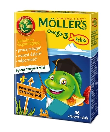 Moller's Omega-3 Rybki, suplement diety, smak pomarańczowo-cytrynowy, 36 żelków Orkla