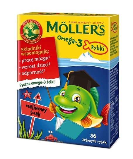 Mollers Omega-3 Rybki, suplement diety, smak malinowy, 36 żelki Orkla